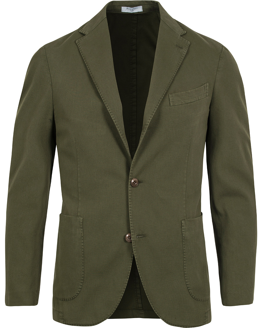 Herre | Dressjakker | Boglioli | Coat Patch Pocket Stretch Cotton Blazer Dark Green