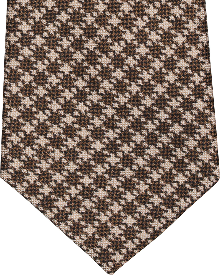 Herre | Roda Silk 8 cm Houndstooth Tie Brown | Roda | Silk 8 cm Houndstooth Tie Brown