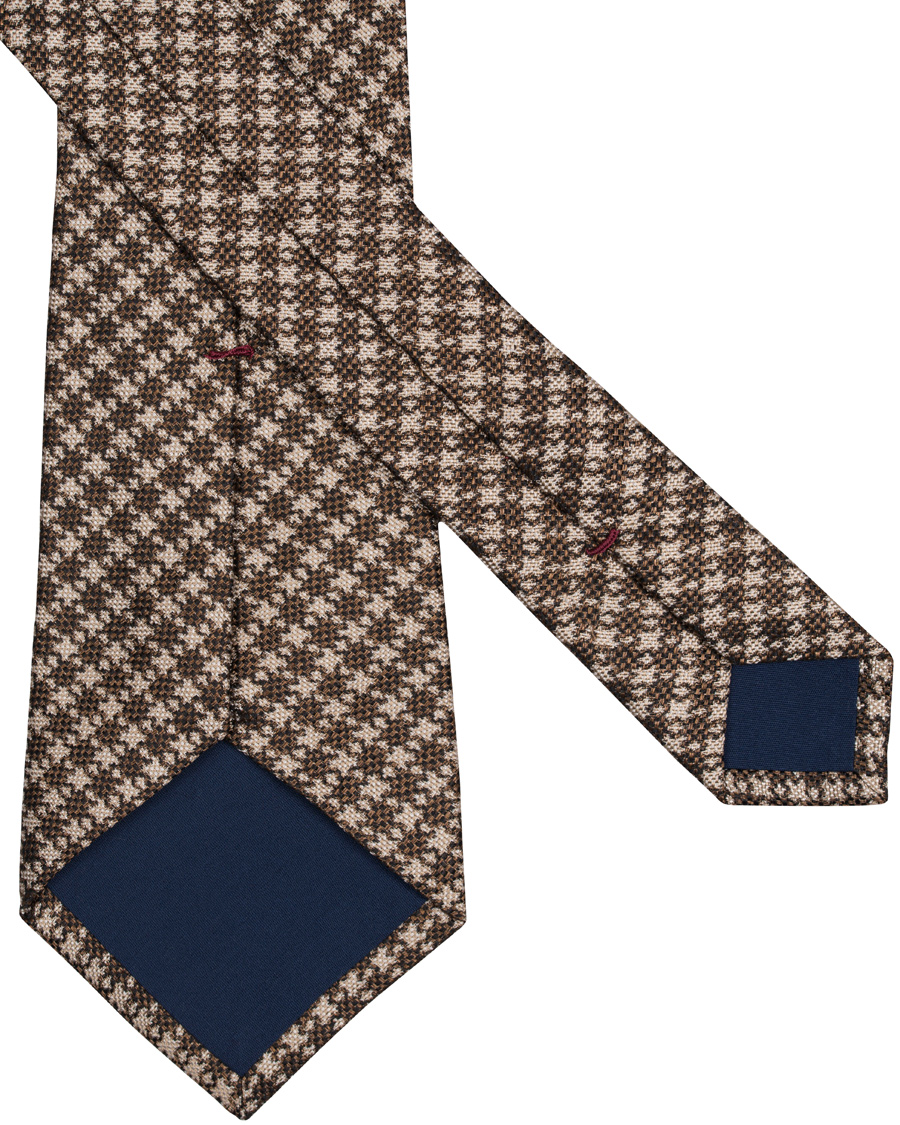 Herre | Roda Silk 8 cm Houndstooth Tie Brown | Roda | Silk 8 cm Houndstooth Tie Brown