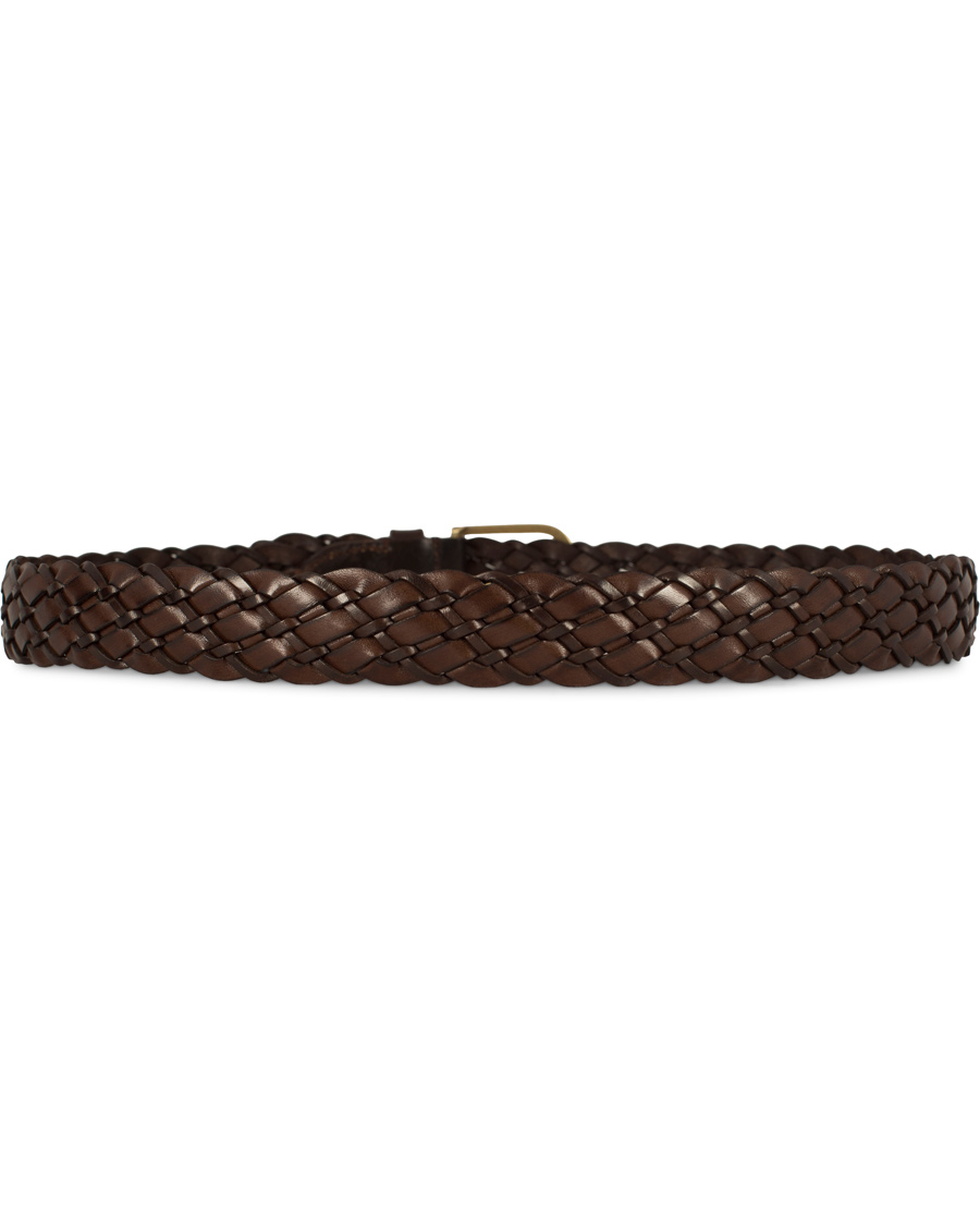 Herre | Morris Heritage Braided Double Leather 3,5 cm Belt Dark Brown | Morris Heritage | Braided Double Leather 3,5 cm Belt Dark Brown
