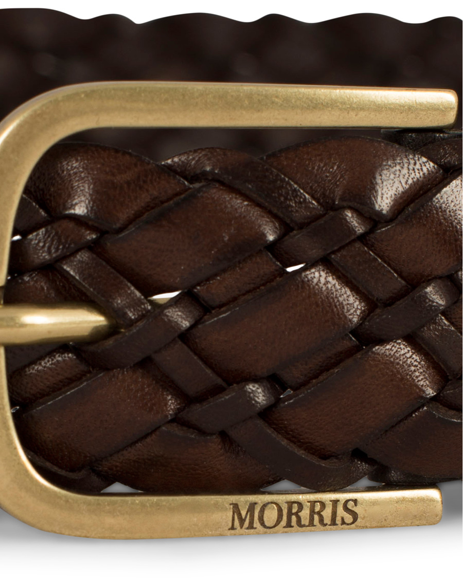 Herre | Morris Heritage Braided Double Leather 3,5 cm Belt Dark Brown | Morris Heritage | Braided Double Leather 3,5 cm Belt Dark Brown