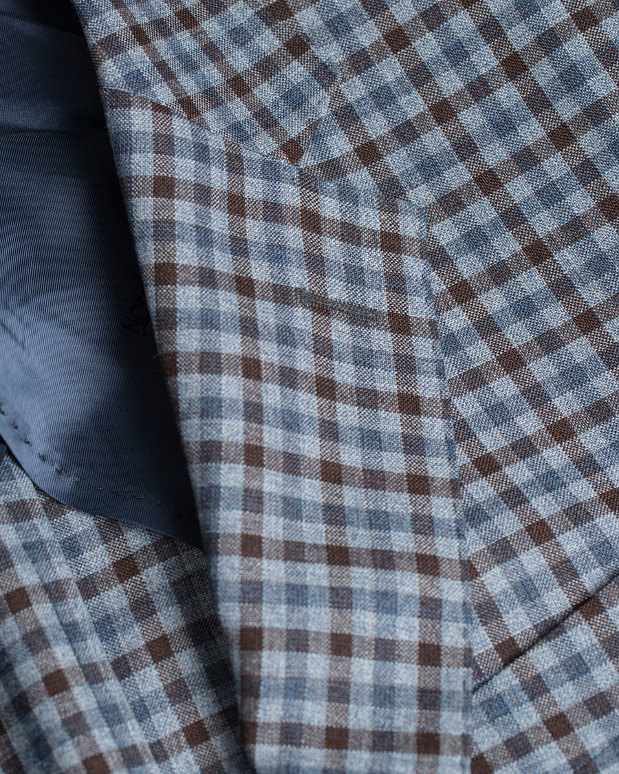 Herre | Dressjakker | Oscar Jacobson | Einar Check Patch Pocket Blazer Sky/Brown