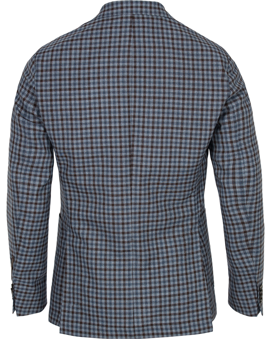 Herre | Dressjakker | Oscar Jacobson | Einar Check Patch Pocket Blazer Sky/Brown