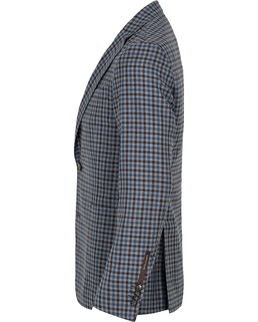 Herre | Dressjakker | Oscar Jacobson | Einar Check Patch Pocket Blazer Sky/Brown