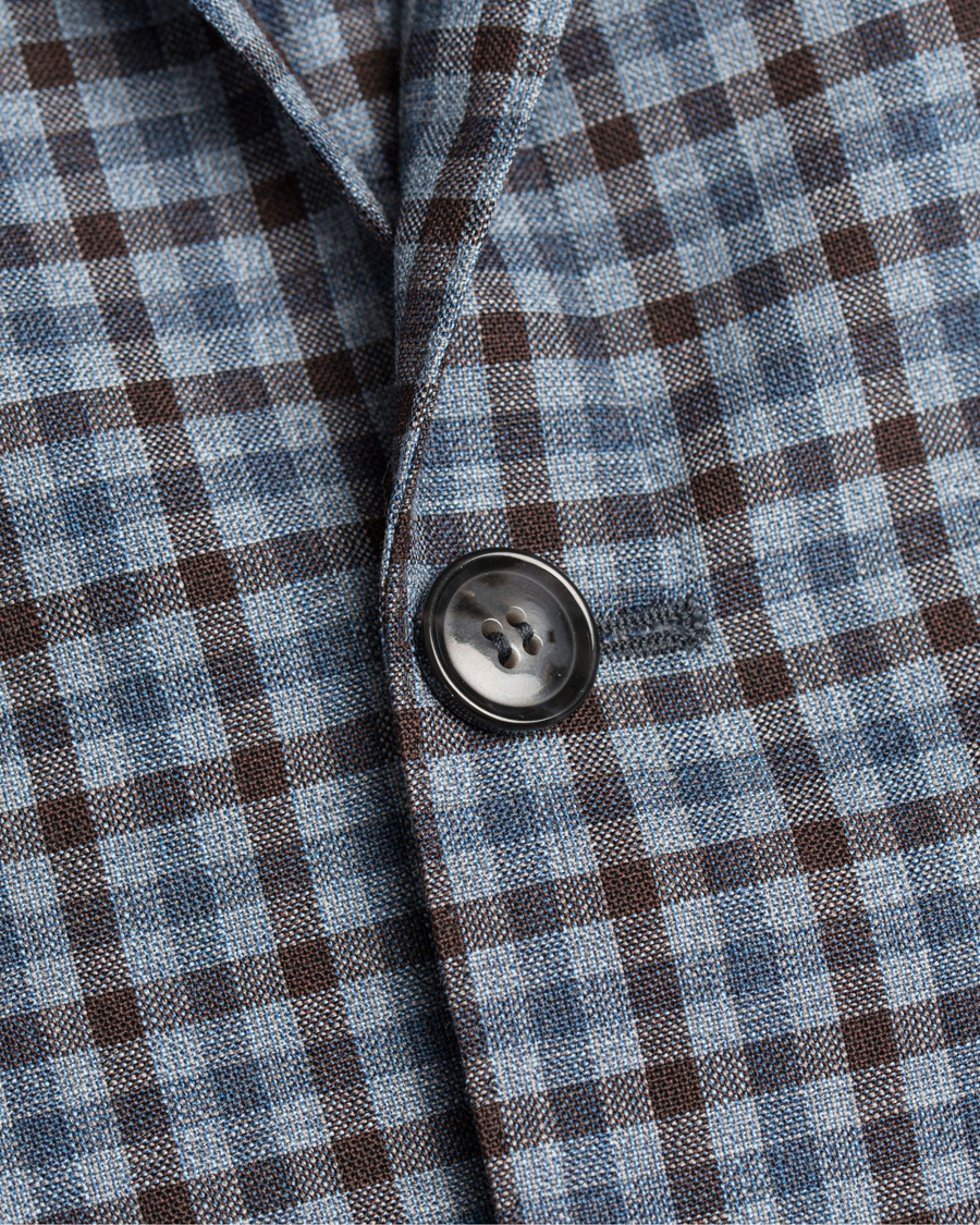 Herre | Dressjakker | Oscar Jacobson | Einar Check Patch Pocket Blazer Sky/Brown