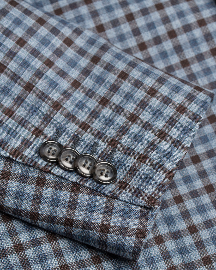 Herre | Dressjakker | Oscar Jacobson | Einar Check Patch Pocket Blazer Sky/Brown