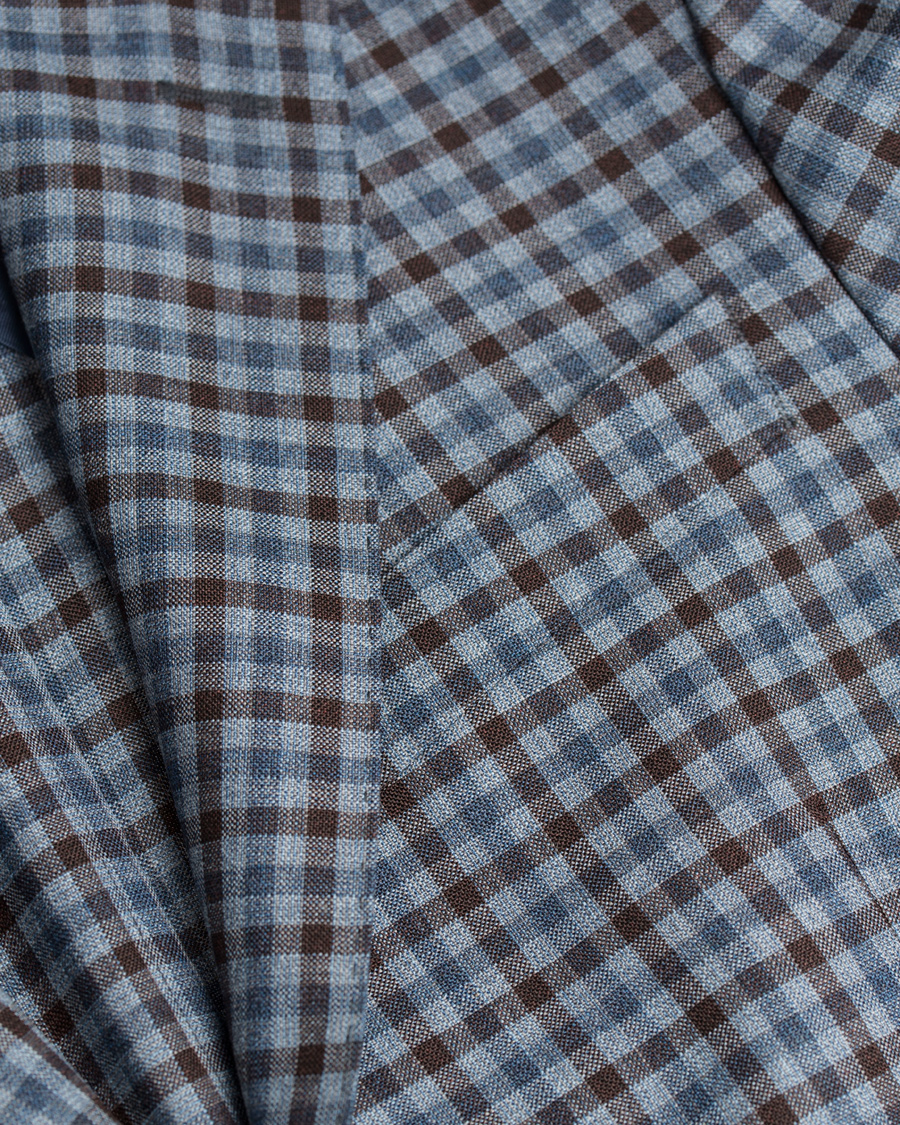 Herre | Dressjakker | Oscar Jacobson | Einar Check Patch Pocket Blazer Sky/Brown