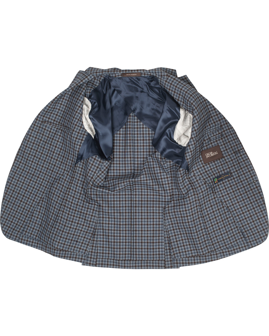 Herre | Dressjakker | Oscar Jacobson | Einar Check Patch Pocket Blazer Sky/Brown