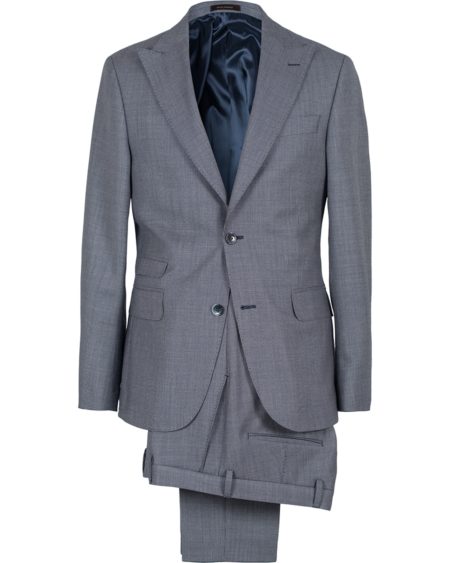 Herre | Dresser | Oscar Jacobson | Elmer Goose Eye Suit Blue/White
