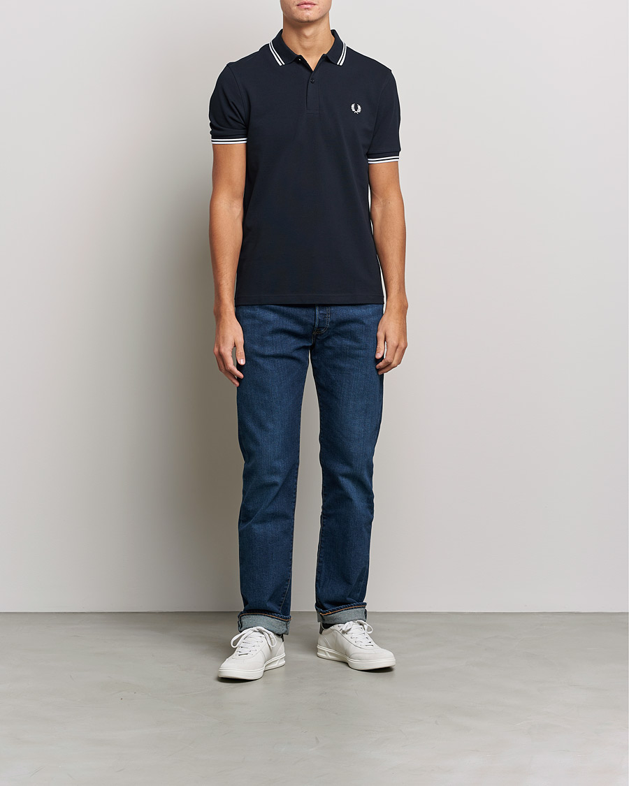 Herre | Pikéer | Fred Perry | Twin Tip Polo Navy/White