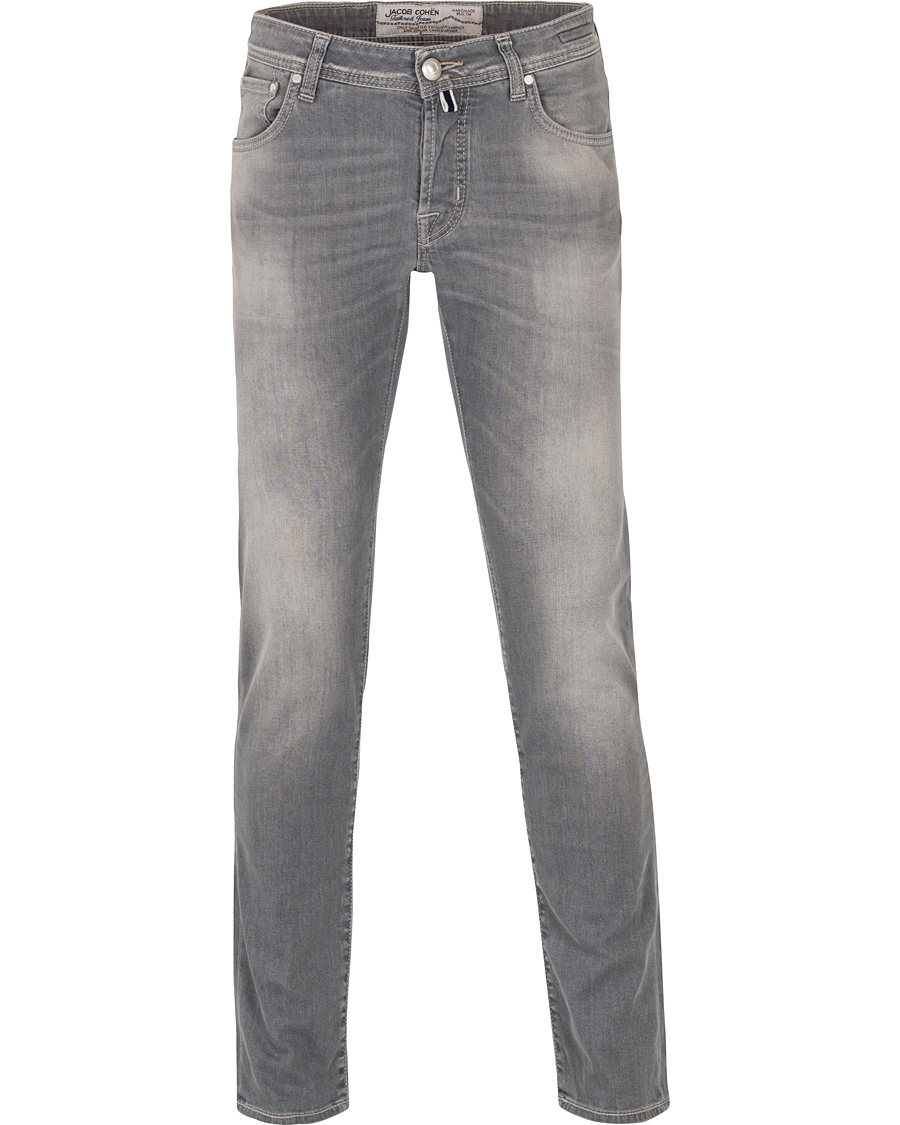 Herre | Jeans | Jacob Cohën | 622 Washed Slim Jeans Light Grey