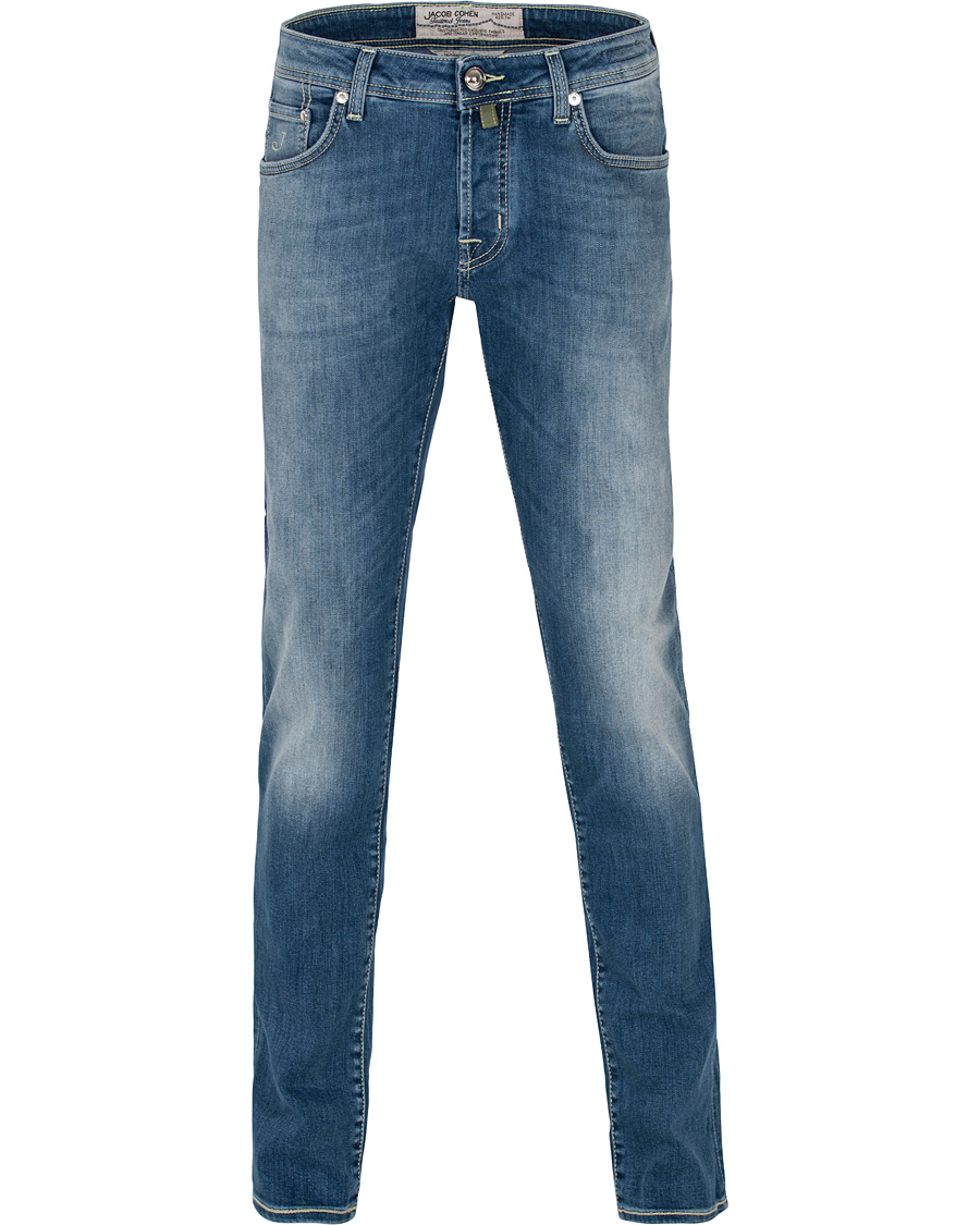 Herre | Jeans | Jacob Cohën | 622 Washed Slim Jeans Light Blue