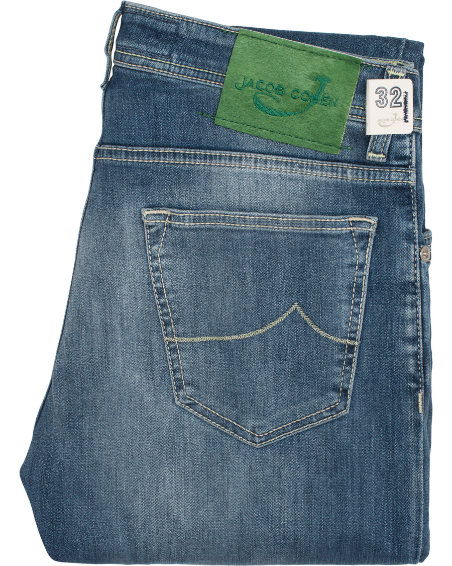 Herre | Jeans | Jacob Cohën | 622 Washed Slim Jeans Light Blue