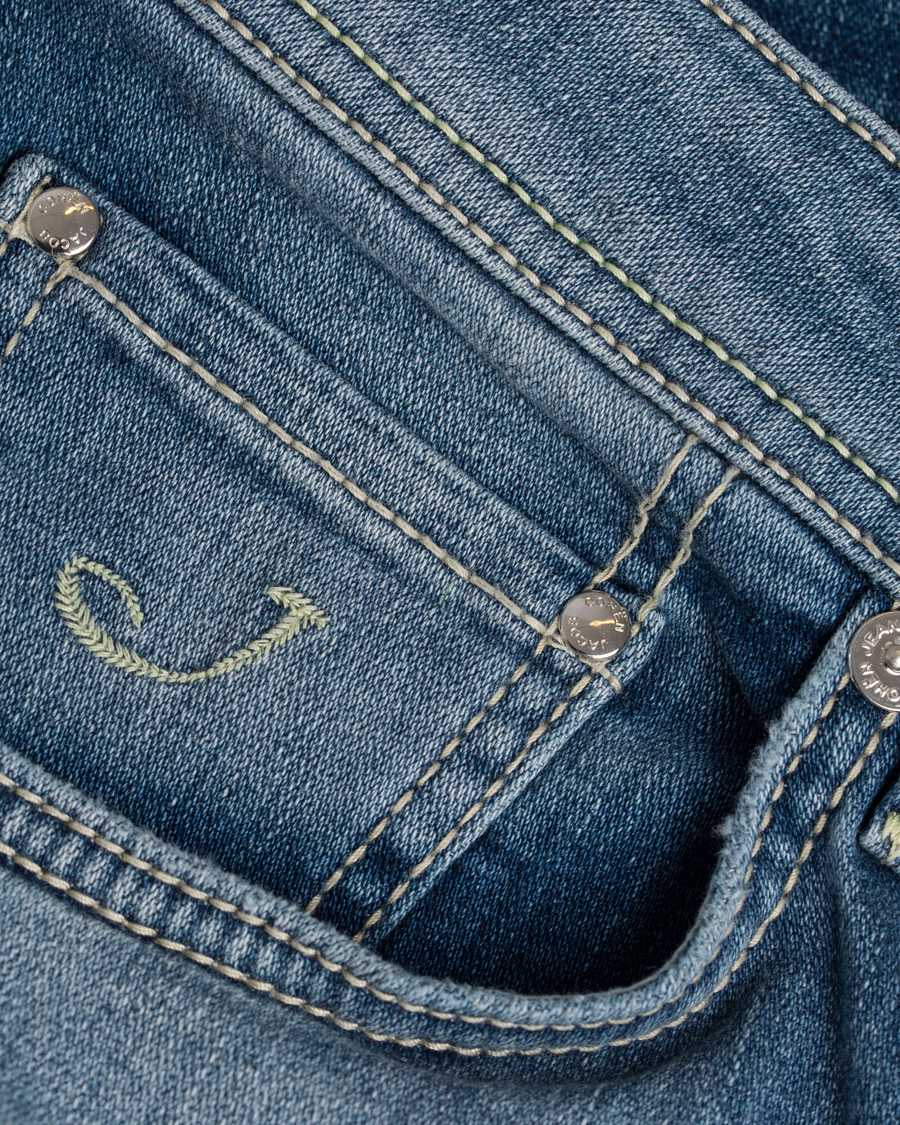 Herre | Jeans | Jacob Cohën | 622 Washed Slim Jeans Light Blue