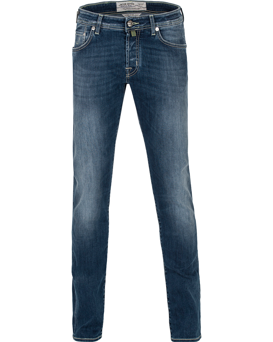 Herre | Jeans | Jacob Cohën | 622 Washed Slim Jeans Mid Blue