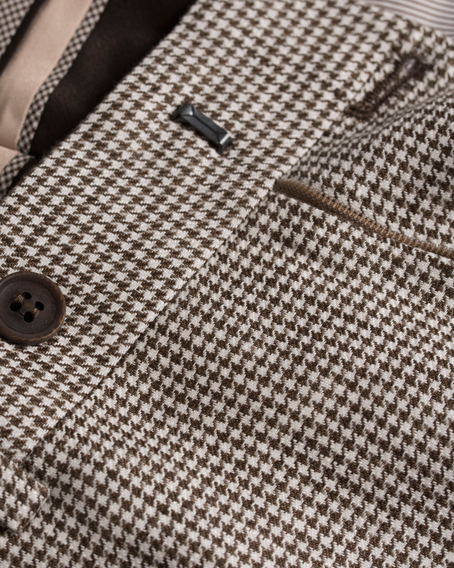 Herre | Bukser | Morris Heritage | Fred Minicheck Linen Trousers Brown