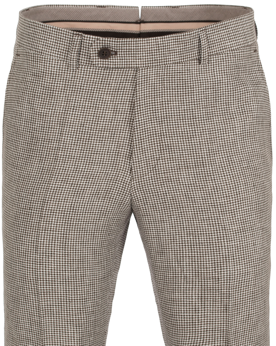 Herre | Bukser | Morris Heritage | Fred Minicheck Linen Trousers Brown