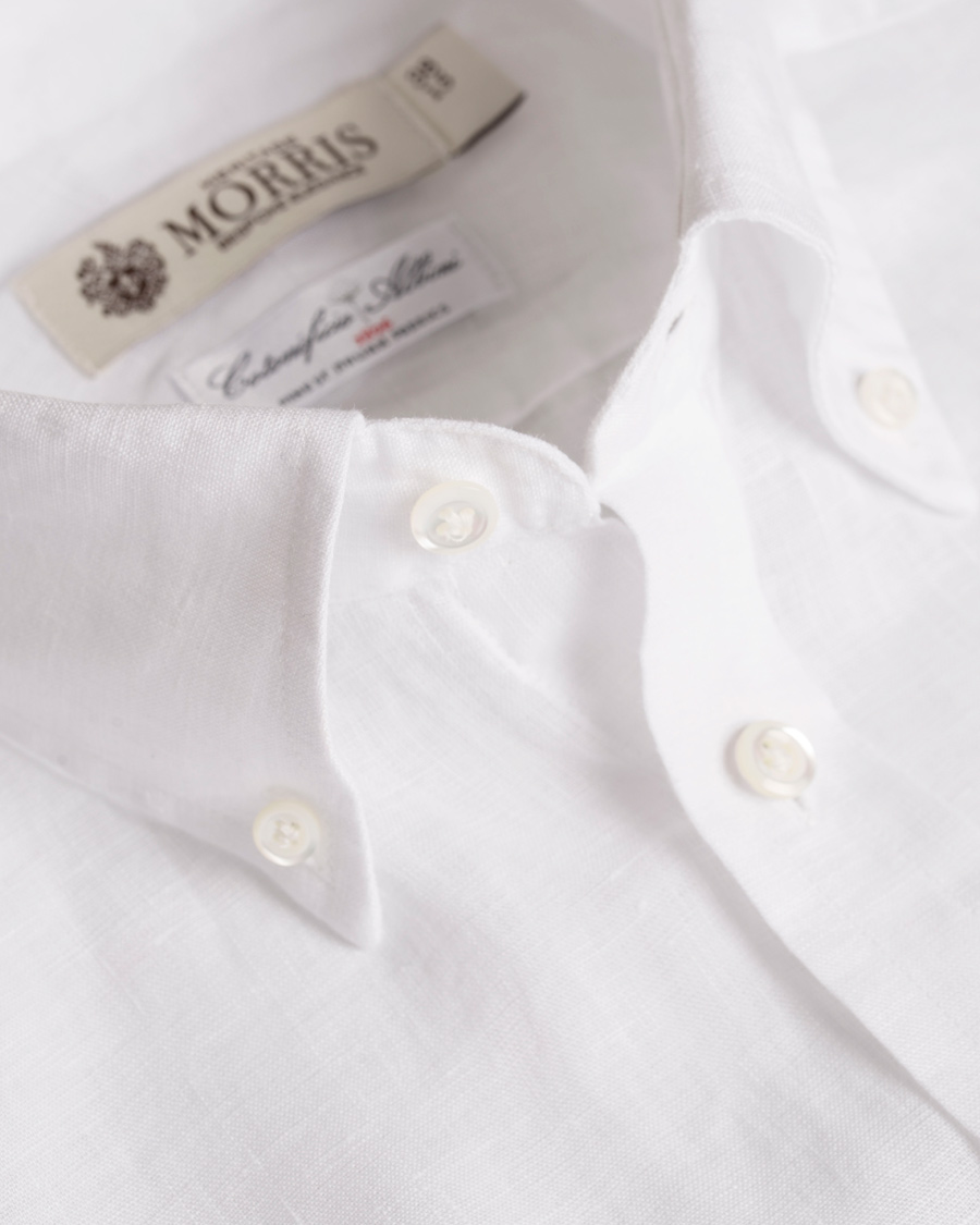 Herre | Skjorter | Morris Heritage | Button Down Linen Shirt White