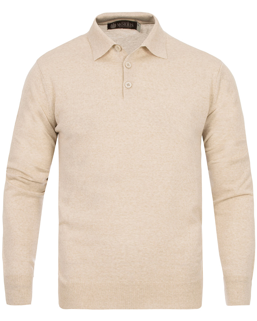 Herre | Gensere | Morris Heritage | Long Sleeve Polo Shirt Off White