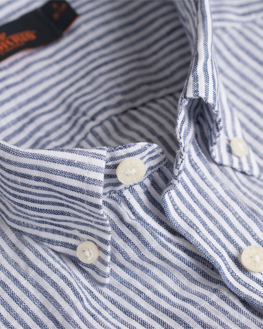Herre | Skjorter | Morris | Douglas Striped Linen Shirt Navy