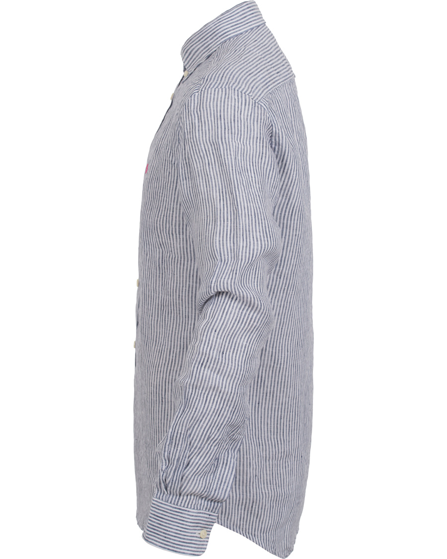 Herre | Skjorter | Morris | Douglas Striped Linen Shirt Navy