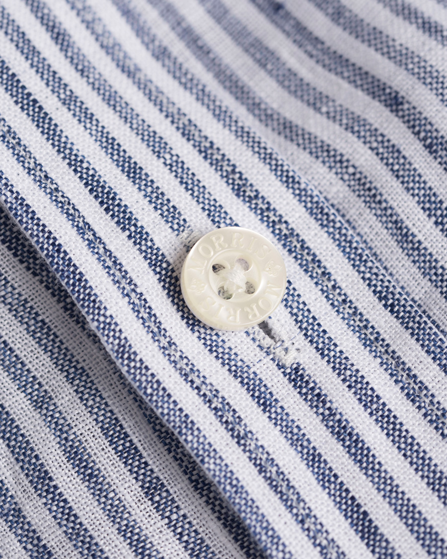 Herre | Skjorter | Morris | Douglas Striped Linen Shirt Navy
