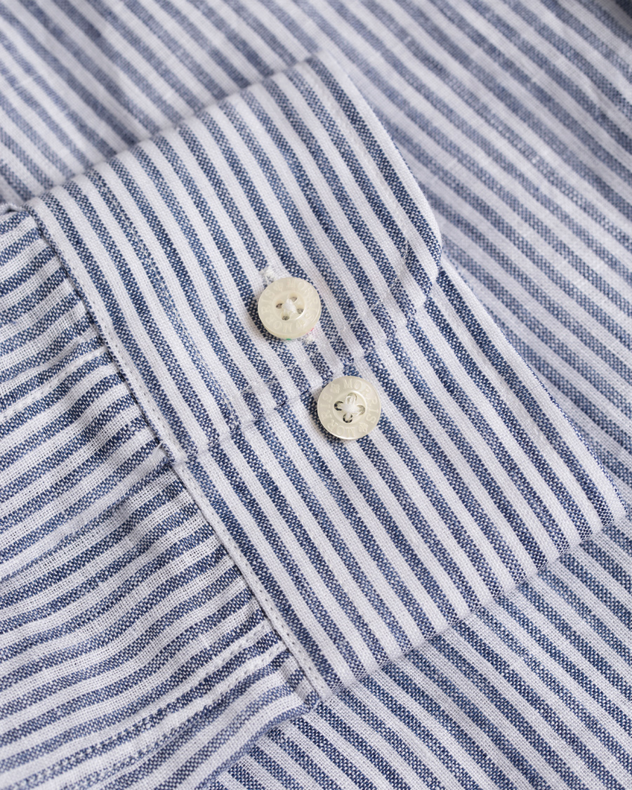Herre | Skjorter | Morris | Douglas Striped Linen Shirt Navy
