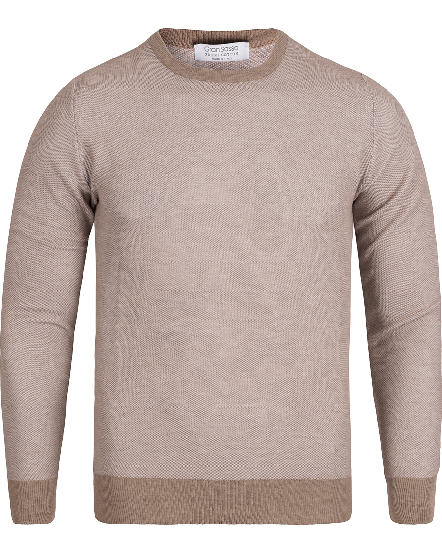 Herre | Gensere | Gran Sasso | Fresh Cotton Structure Crew Neck Beige