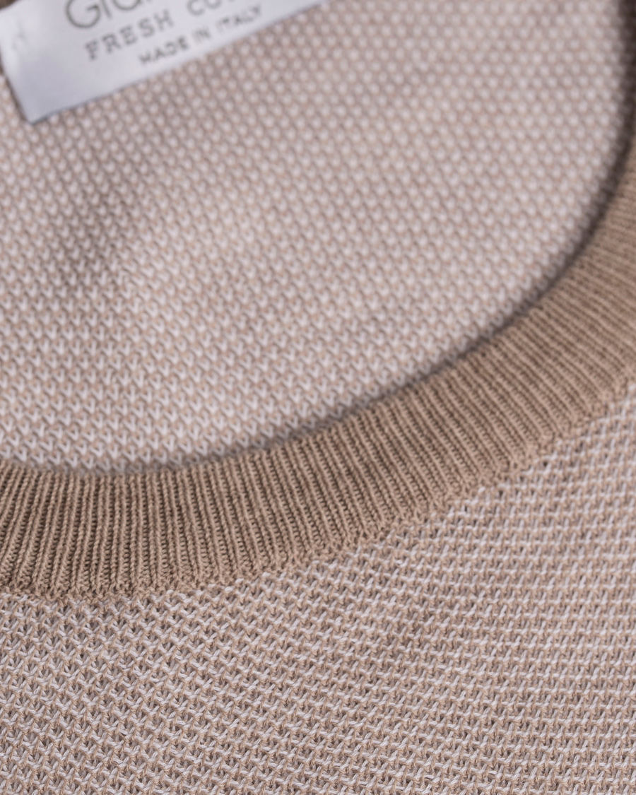 Herre | Gensere | Gran Sasso | Fresh Cotton Structure Crew Neck Beige