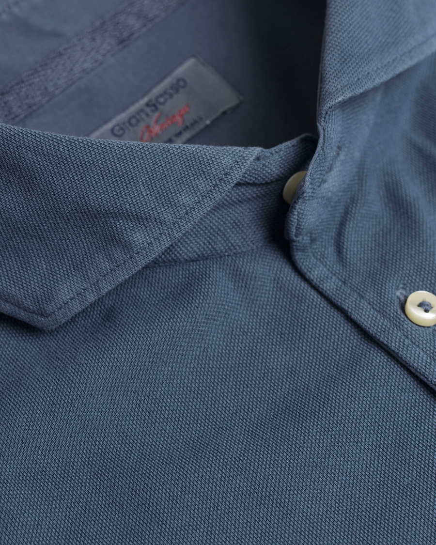 Herre | Skjorter | Gran Sasso | Washed Knitted Oxford Shirt Blue