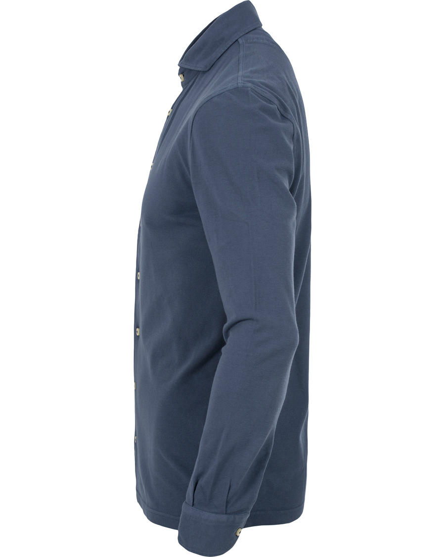 Herre | Skjorter | Gran Sasso | Washed Knitted Oxford Shirt Blue