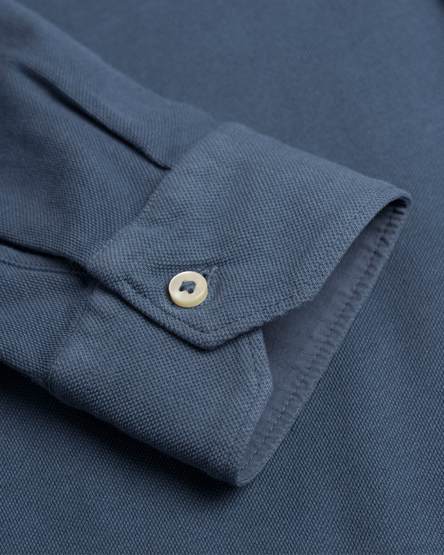 Herre | Skjorter | Gran Sasso | Washed Knitted Oxford Shirt Blue