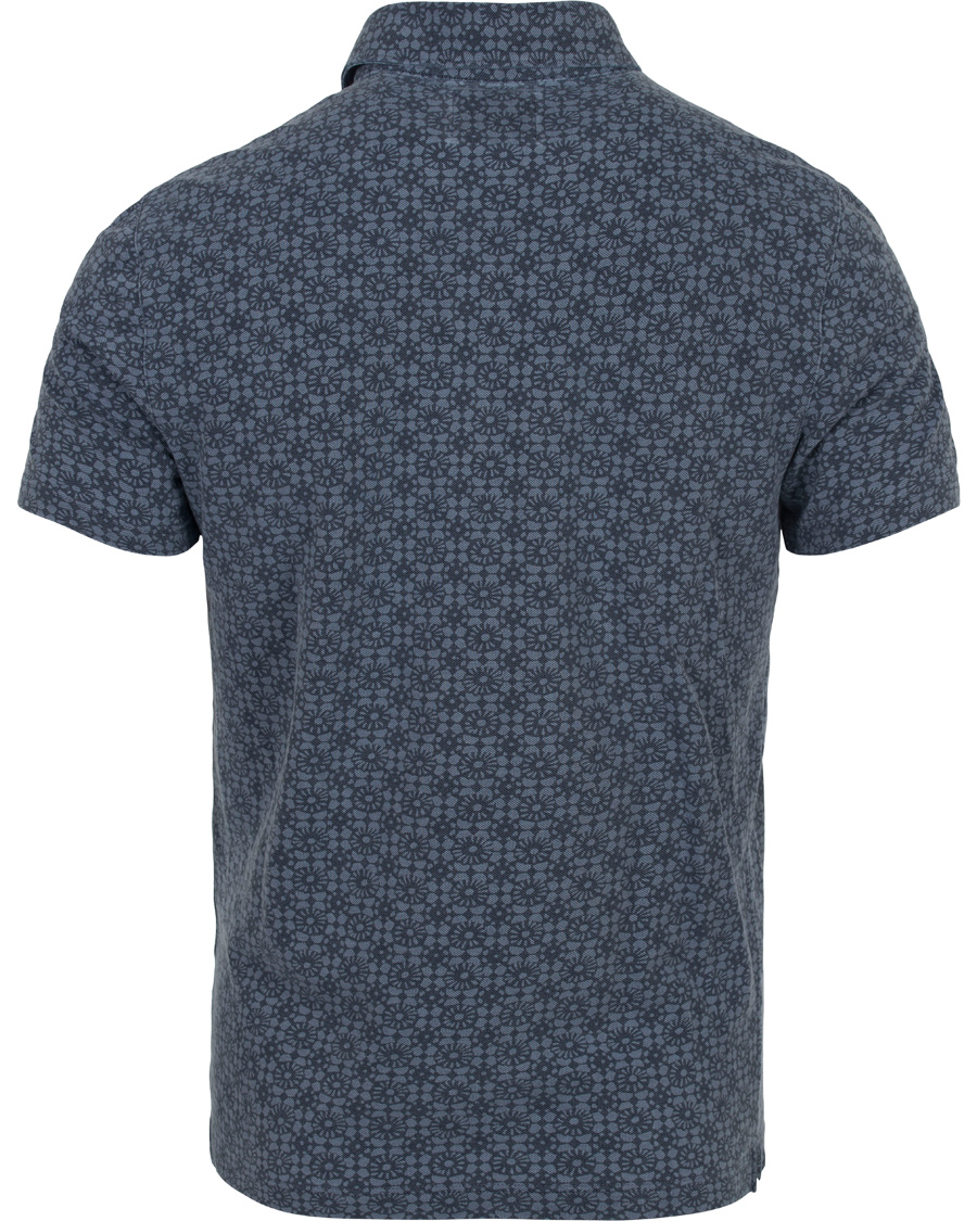 Herre | Pikéer | Gran Sasso | Printed Washed Denim Polo Blue