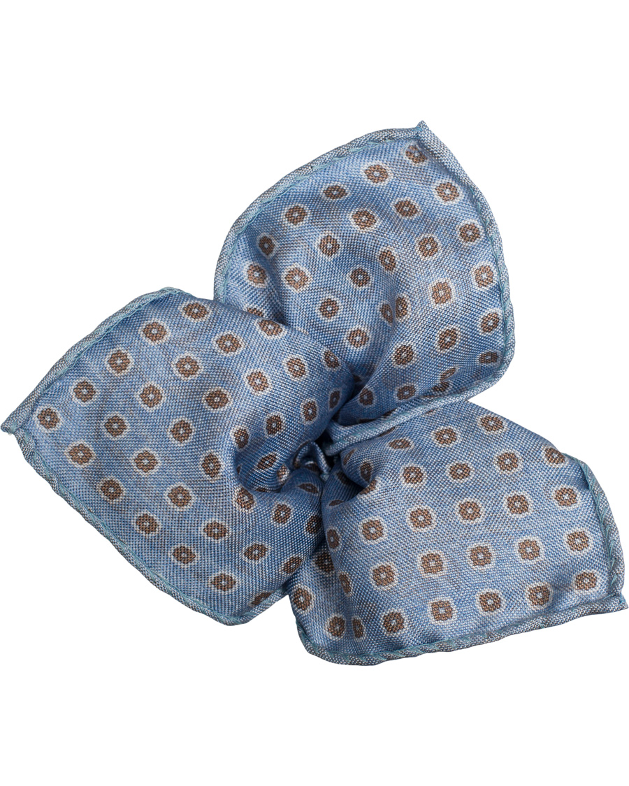 Herre | Stenströms Printed Flower Pocket Square Blue | Stenströms | Printed Flower Pocket Square Blue