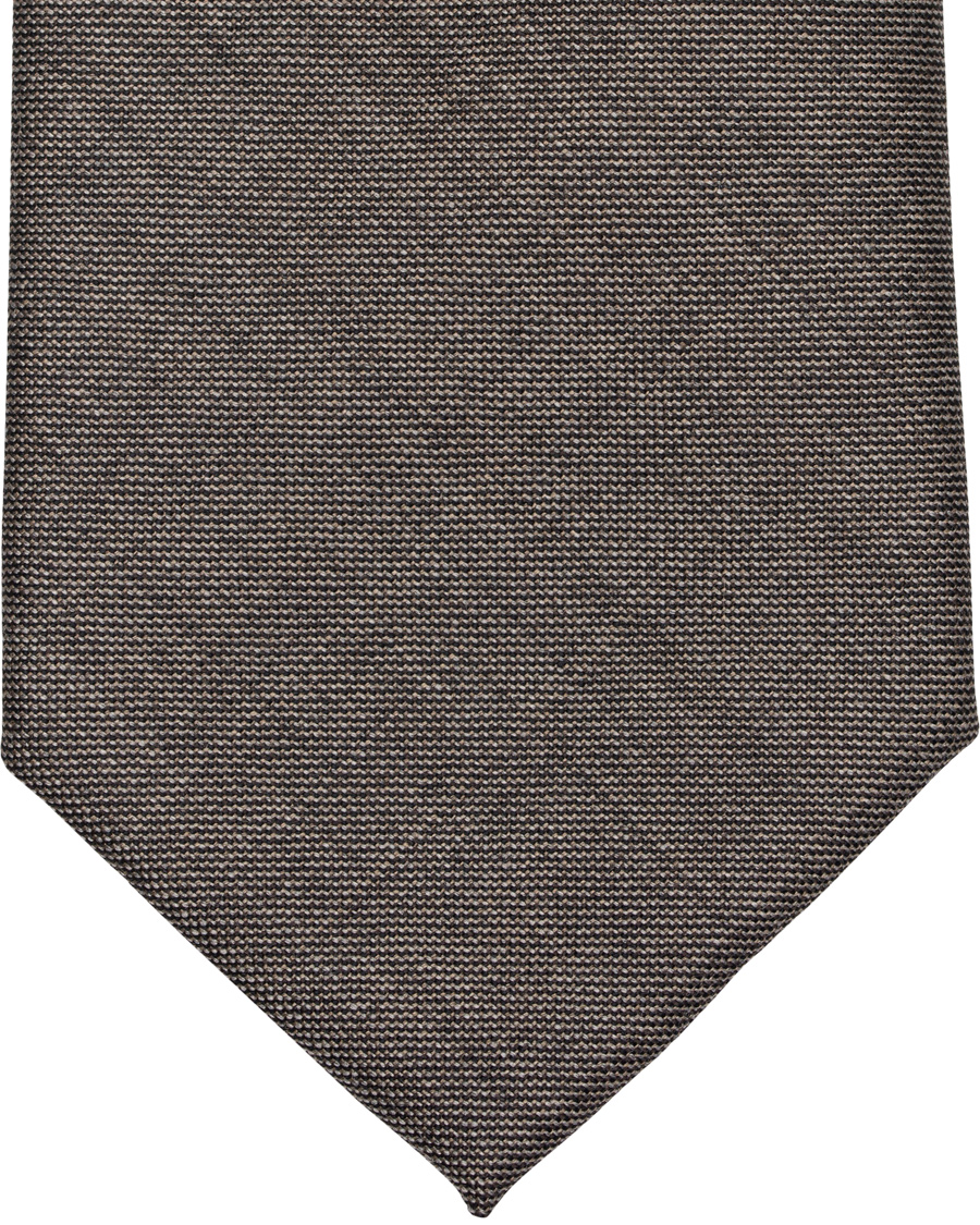Herre | Oscar Jacobson Wool Roll Edge Tipping 8 cm Tie Grey | Oscar Jacobson | Wool Roll Edge Tipping 8 cm Tie Grey