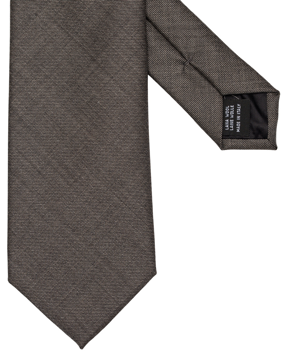Herre | Oscar Jacobson Wool Roll Edge Tipping 8 cm Tie Grey | Oscar Jacobson | Wool Roll Edge Tipping 8 cm Tie Grey
