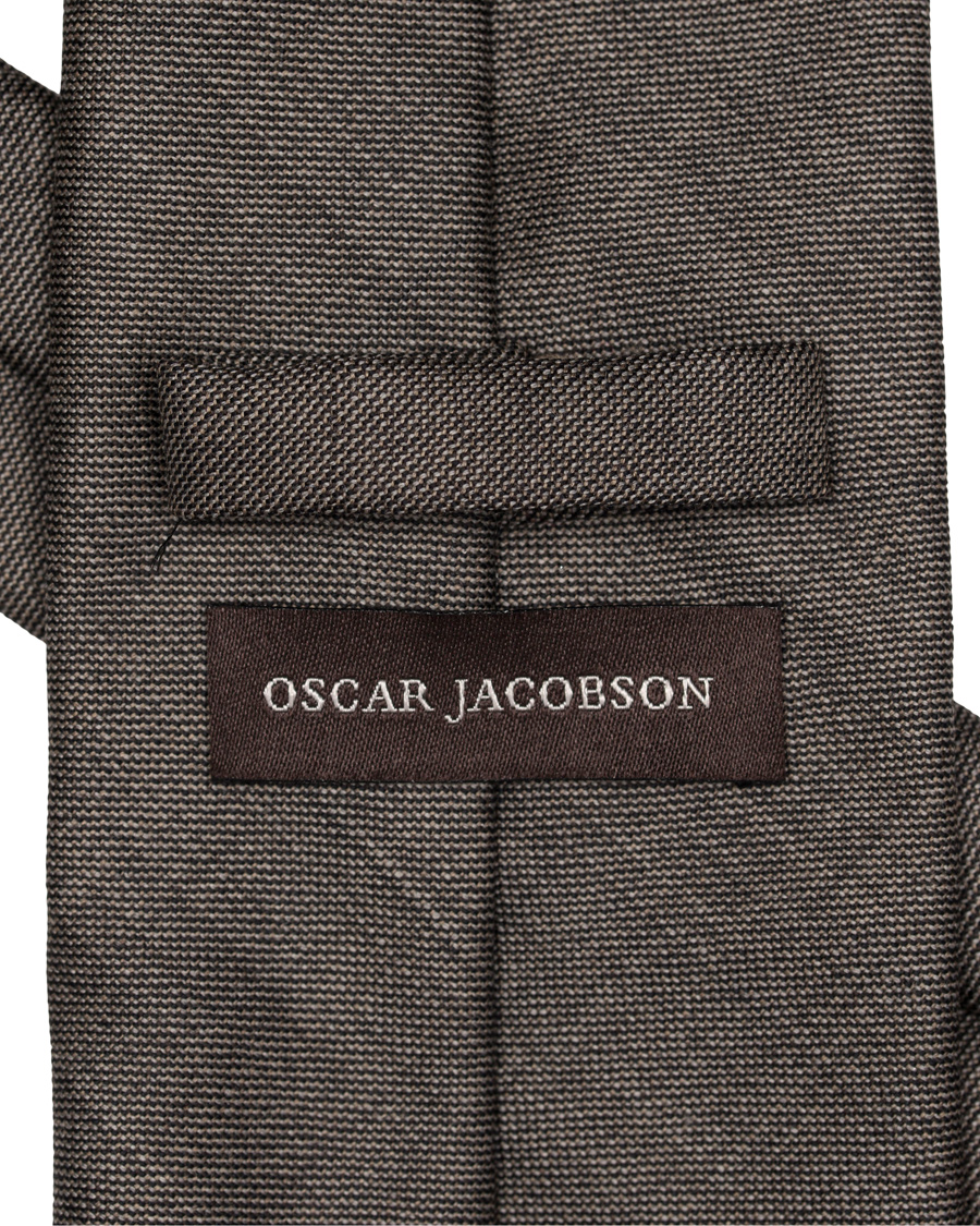 Herre | Oscar Jacobson Wool Roll Edge Tipping 8 cm Tie Grey | Oscar Jacobson | Wool Roll Edge Tipping 8 cm Tie Grey