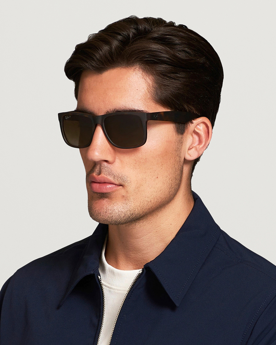 Herre | Buede solbriller | Ray-Ban | 0RB4165 Justin Polarized Wayfarer Sunglasses Havana/Brown