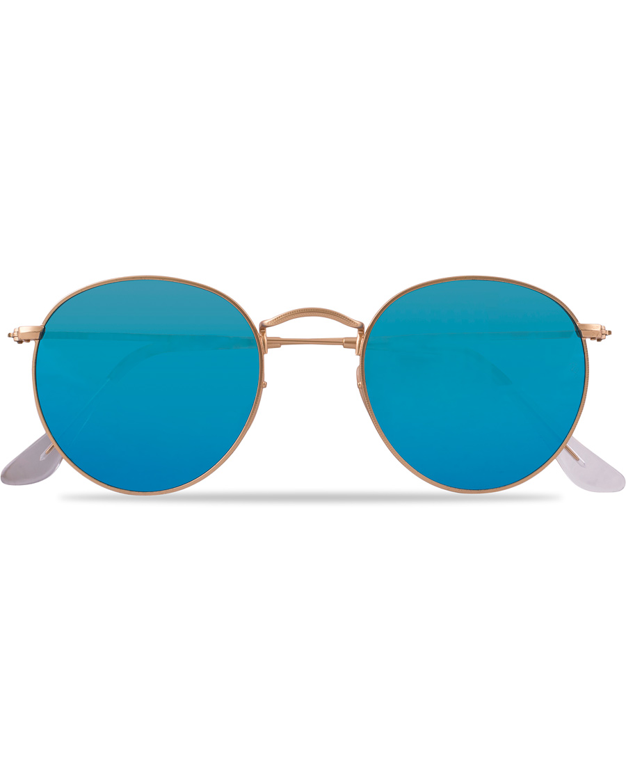 Herre | Ray-Ban 0RB3447 Polarized Round Sunglasses Matte Gold/Blue Mirror | Ray-Ban | 0RB3447 Polarized Round Sunglasses Matte Gold/Blue Mirror
