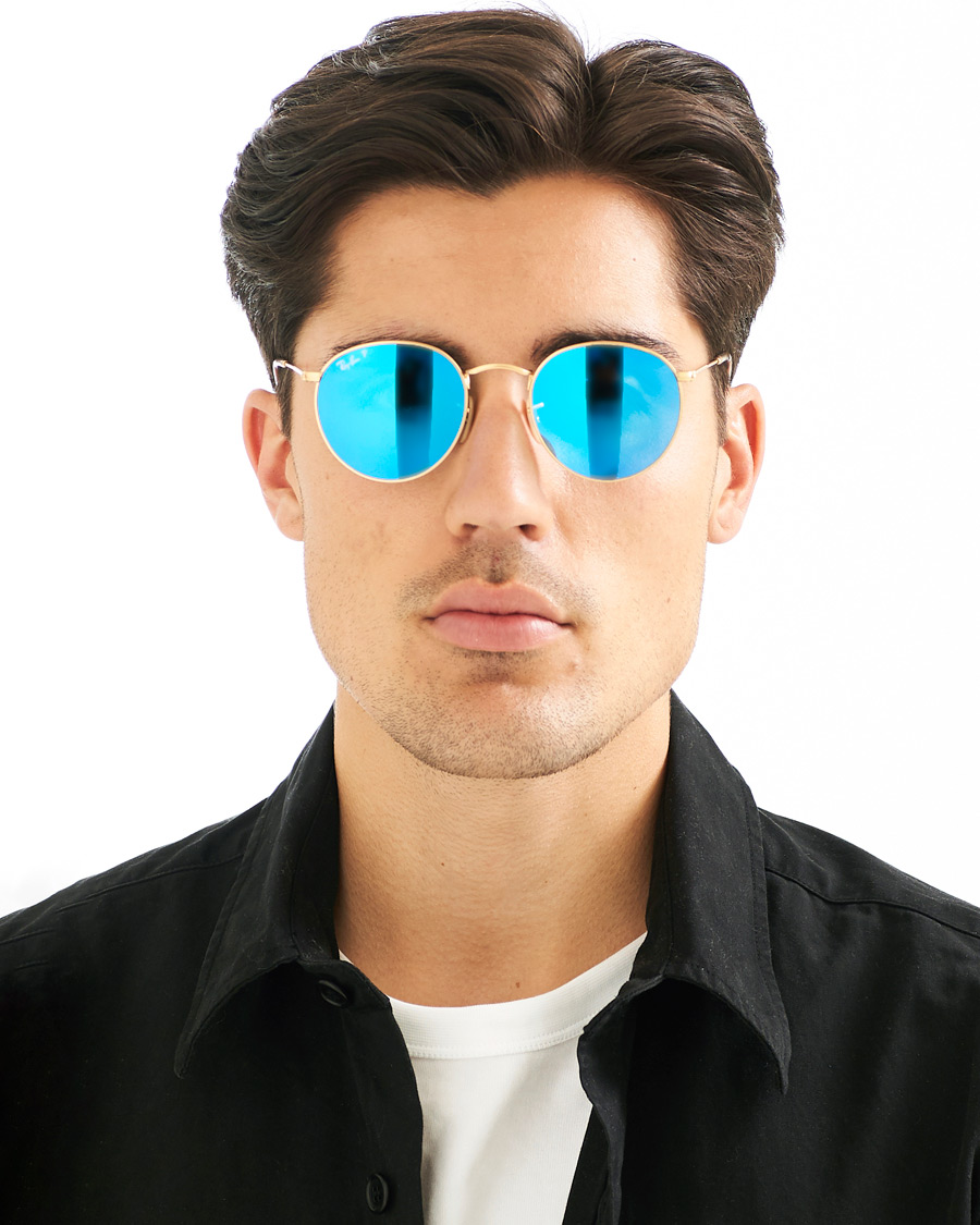 Herre | Ray-Ban 0RB3447 Polarized Round Sunglasses Matte Gold/Blue Mirror | Ray-Ban | 0RB3447 Polarized Round Sunglasses Matte Gold/Blue Mirror