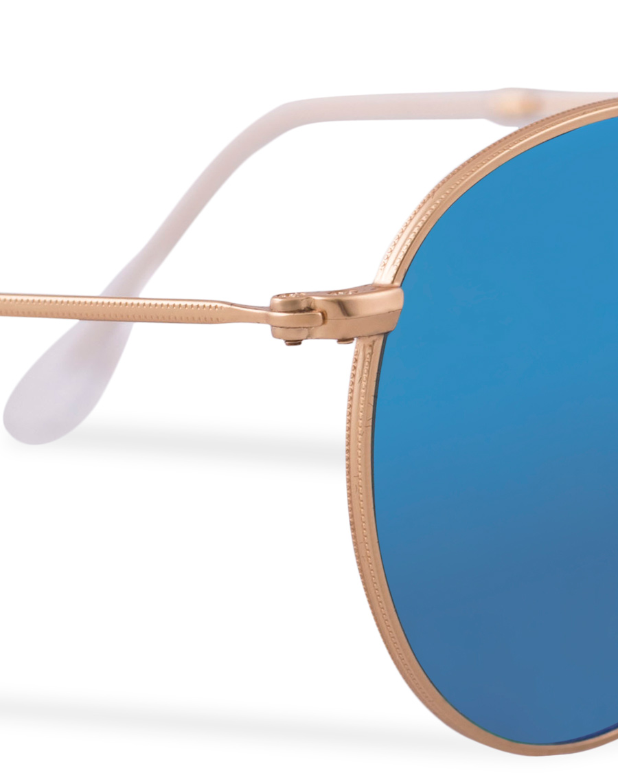 Herre | Ray-Ban 0RB3447 Polarized Round Sunglasses Matte Gold/Blue Mirror | Ray-Ban | 0RB3447 Polarized Round Sunglasses Matte Gold/Blue Mirror