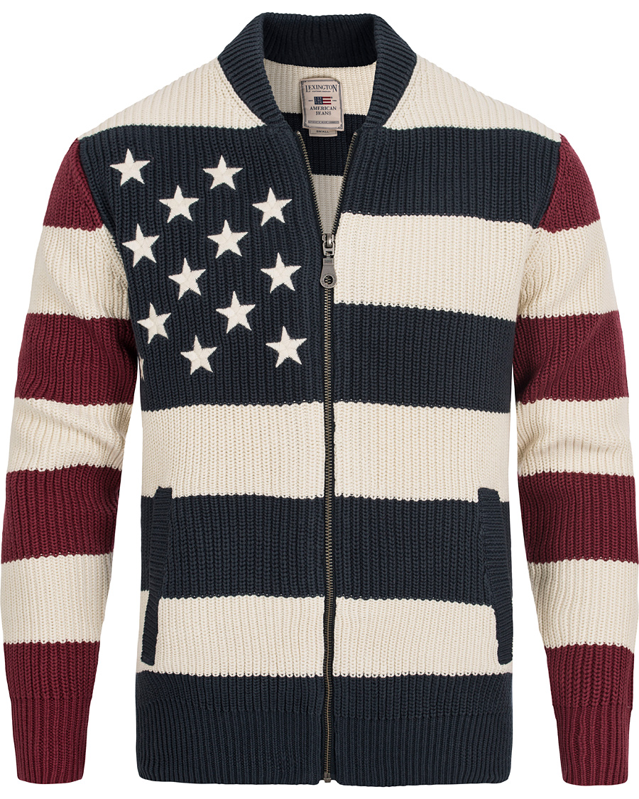 Herre | Gensere | Lexington | Jaidon Zip Through Sweater Blue/Red/White Stripe