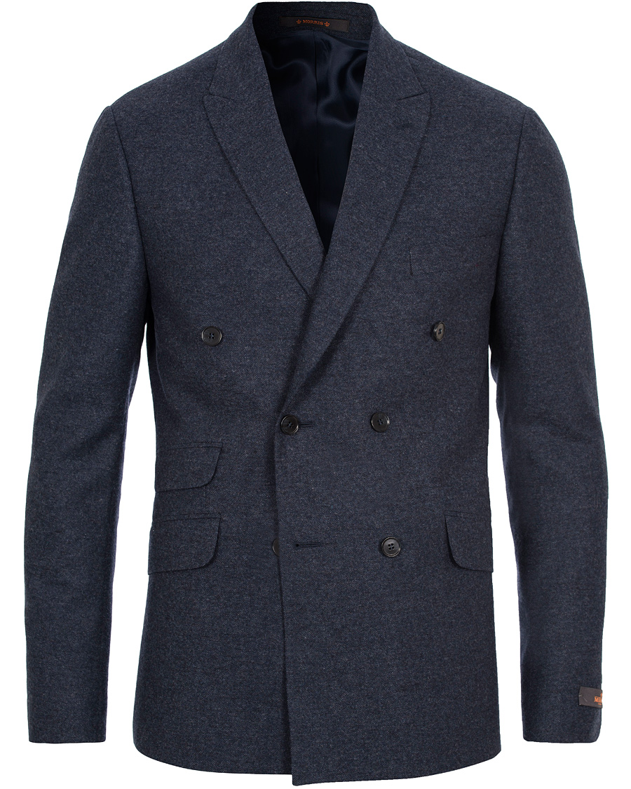Herre | Dressjakker | Morris | Soft Donegal Double Breasted Blazer Old Blue
