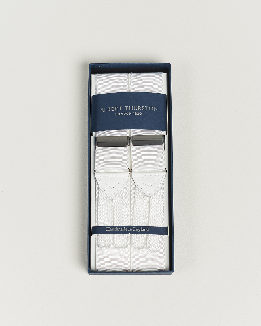 Herre | Albert Thurston Moiré Braces 40mm White | Albert Thurston | Moiré Braces 40mm White