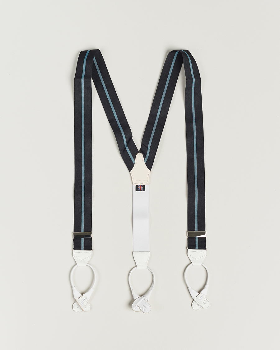 Herre | Bukseseler | Albert Thurston | Thin Stripe Braces 40mm Black/Sky