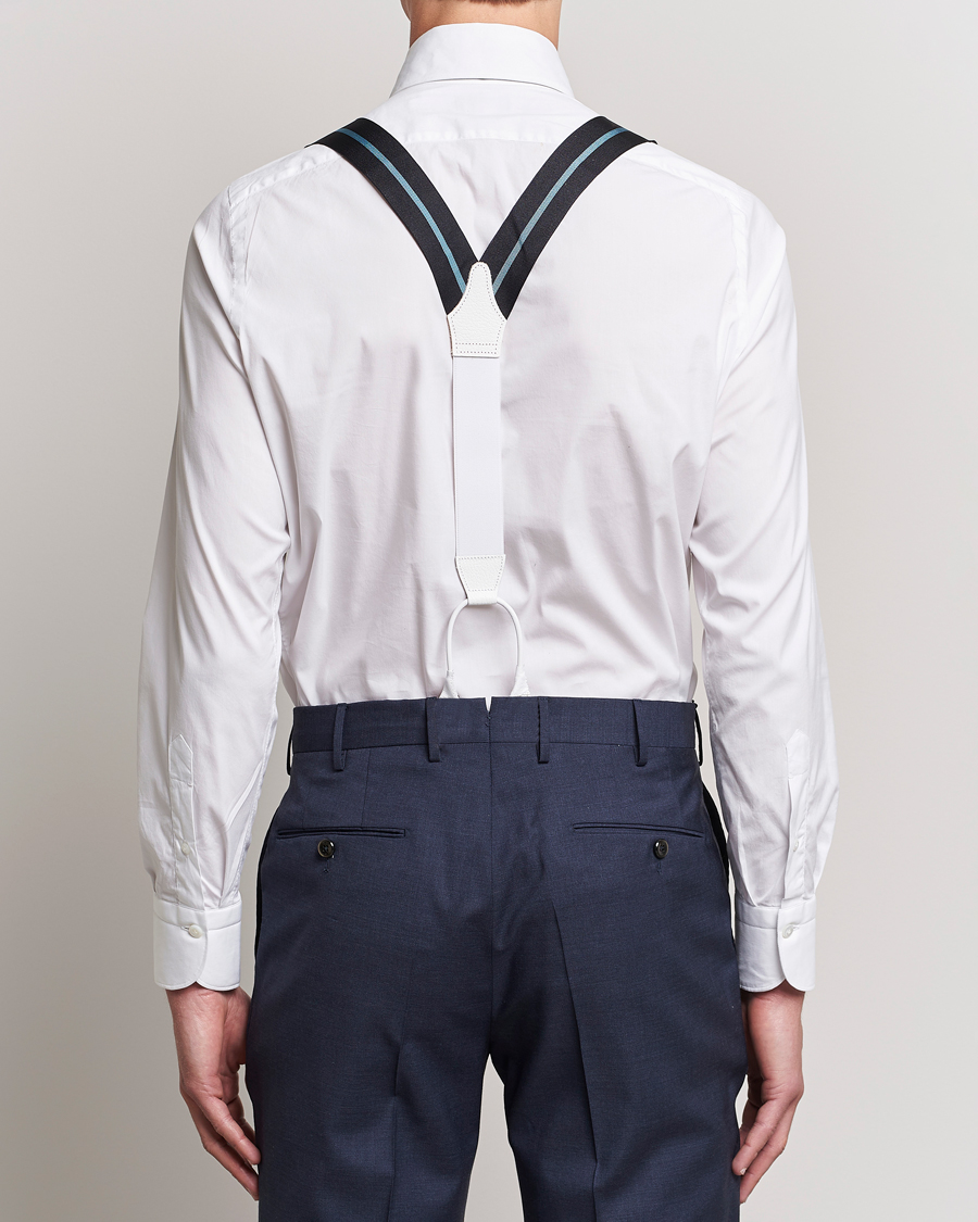 Herre | Bukseseler | Albert Thurston | Thin Stripe Braces 40mm Black/Sky