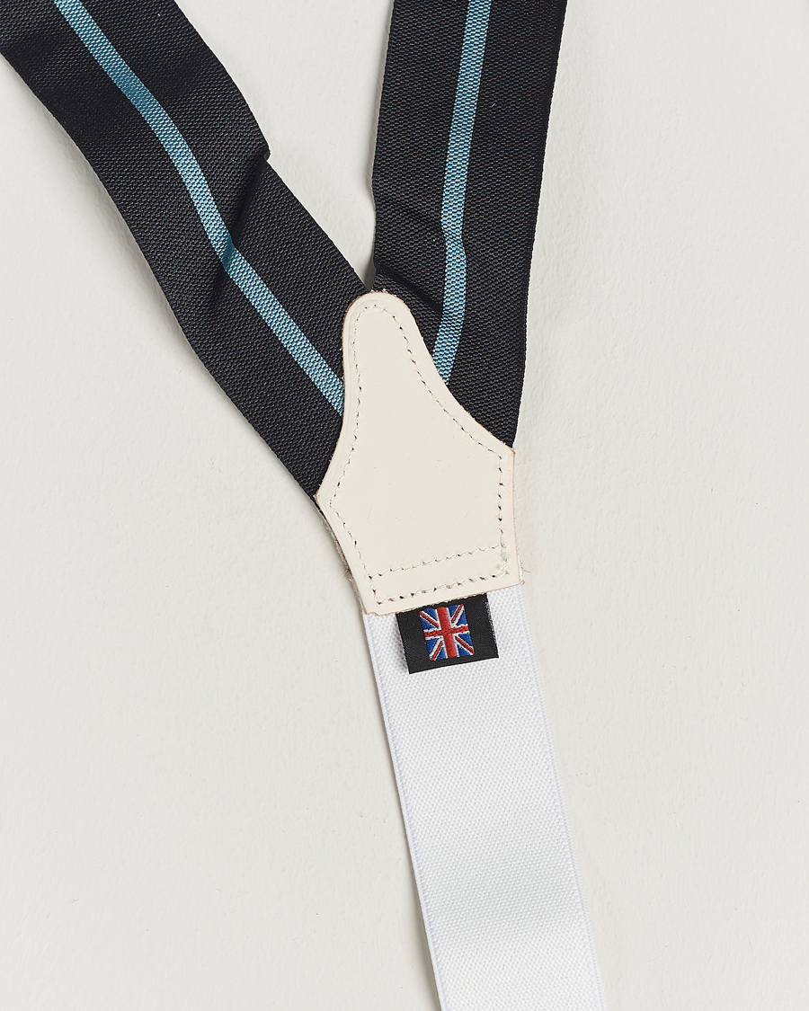 Herre | Bukseseler | Albert Thurston | Thin Stripe Braces 40mm Black/Sky