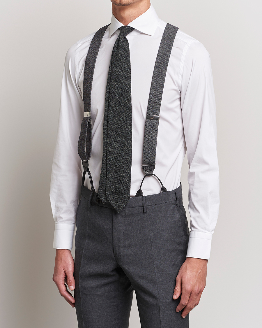 Herre | Albert Thurston Donegal Tweed Braces 40mm Dark Grey | Albert Thurston | Donegal Tweed Braces 40mm Dark Grey