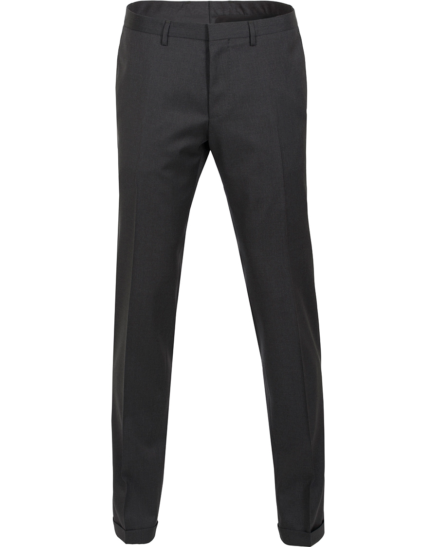 Herre | Bukser | BOSS BLACK | BOSS Wave Slim Fit Wool Trousers Charcoal