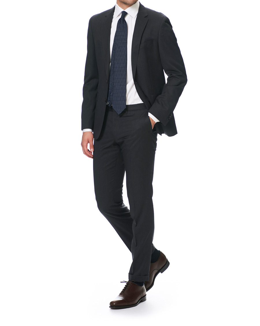 Herre | Bukser | BOSS BLACK | BOSS Wave Slim Fit Wool Trousers Charcoal
